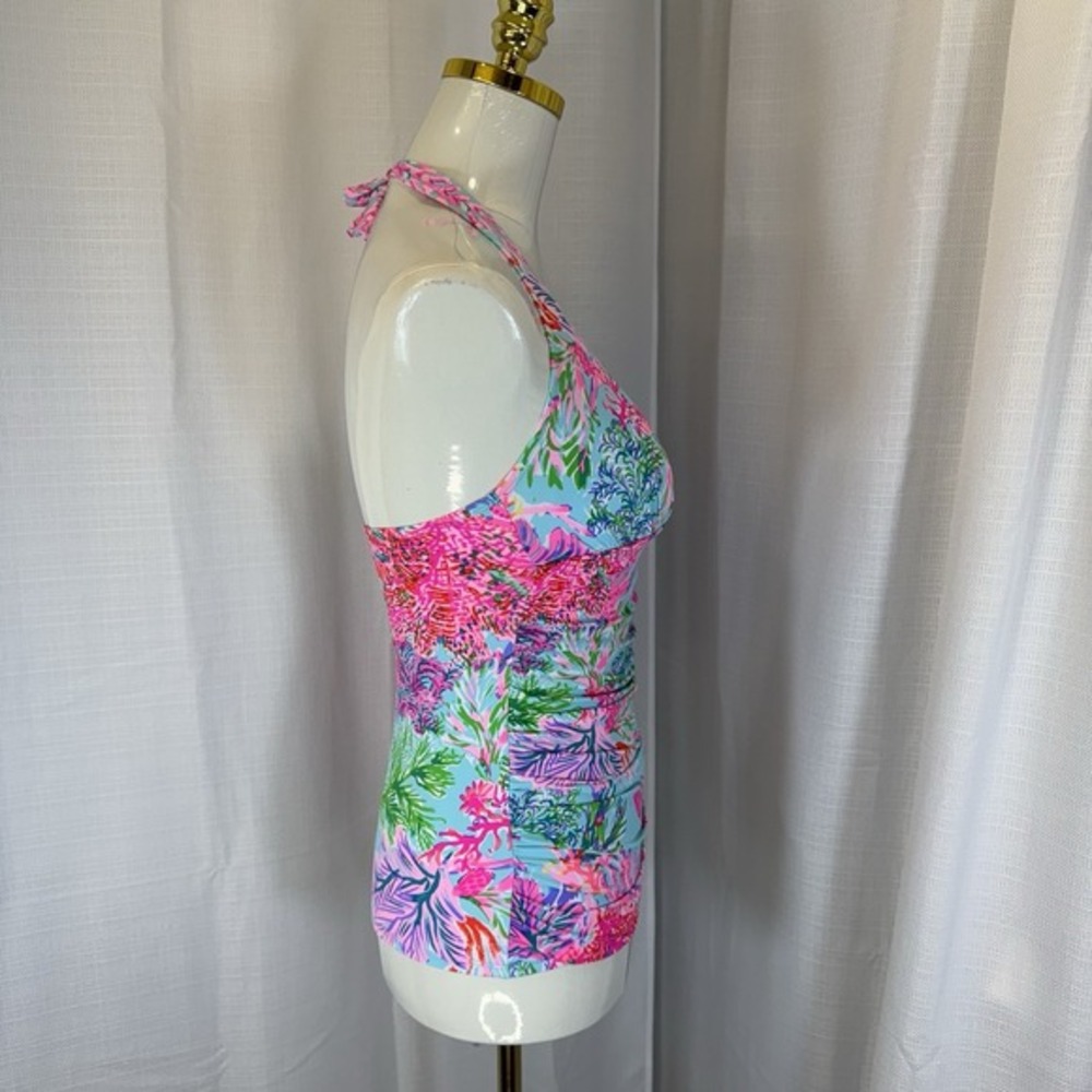 NEW Lilly Pulitzer Bliss Halter Tankini Top Celestial Blue Cay to Heart Sz 4 - Picture 5 of 16